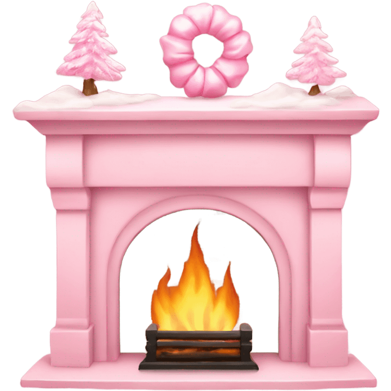 baby pink Christmas fire place emoji