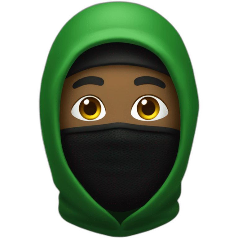 rapper with balaclava black and green emoji