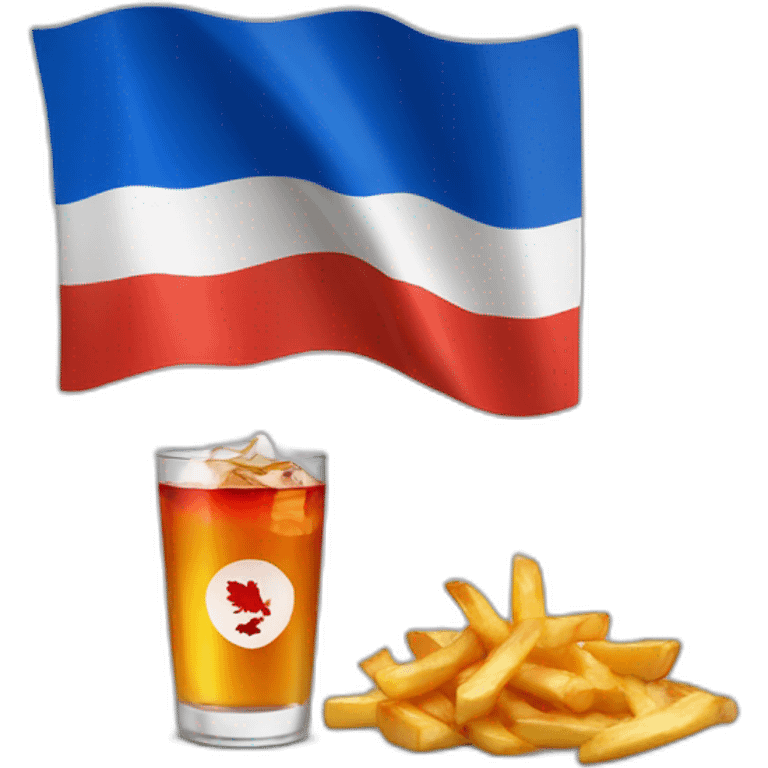 Russian flag with vodka and poutine emoji