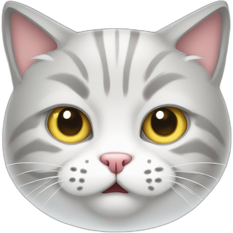 fat light gray and white cat angry face emoji