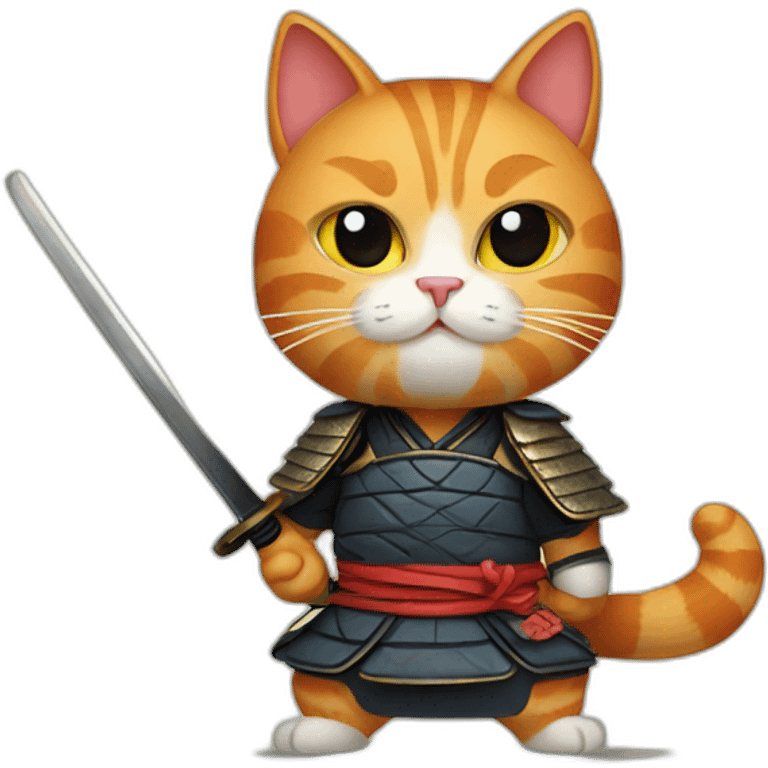 Ginger cat samurai emoji