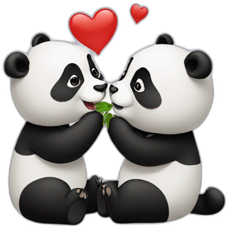 Two Panda kissing  emoji