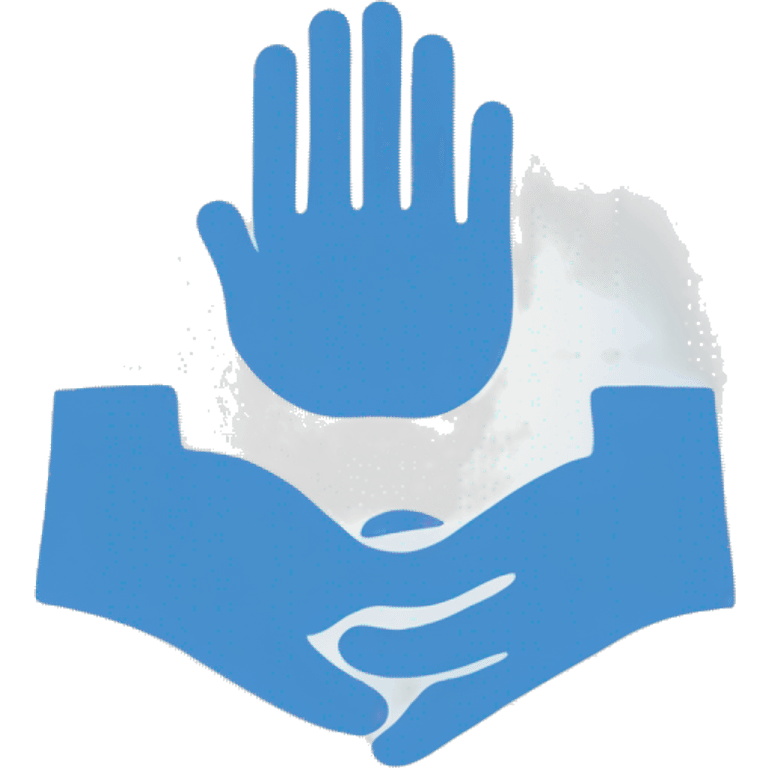 A blue background with two hands shaking in the middle and a white border around it emoji