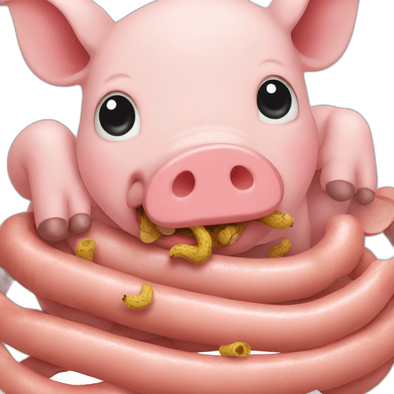 A pig eating worms emoji