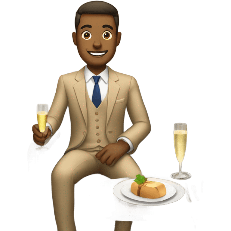 Tan Male Passenger in first class with champagne emoji