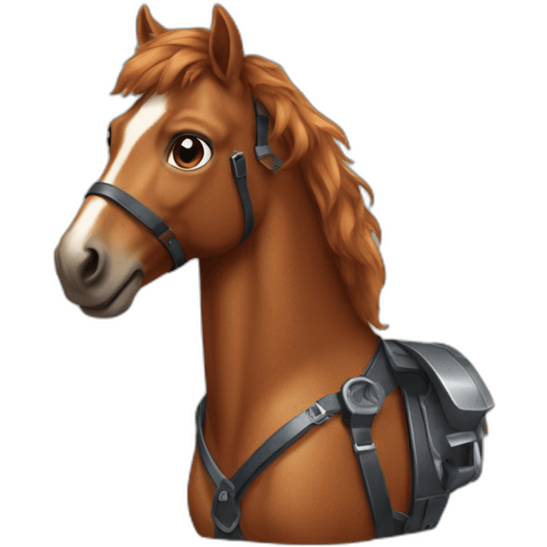 Mechanical chestnut hair horse emoji