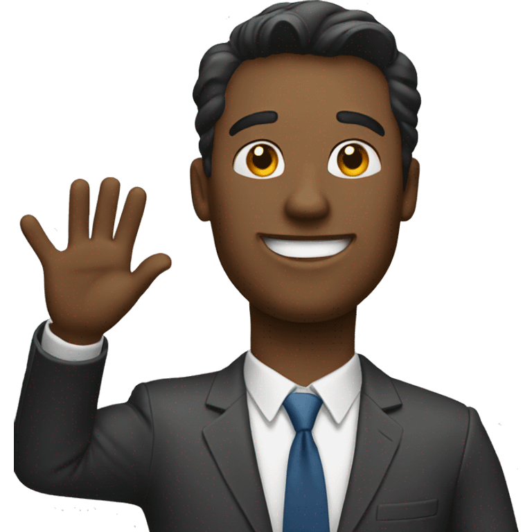 A guy in his 20ties waving his hand emoji