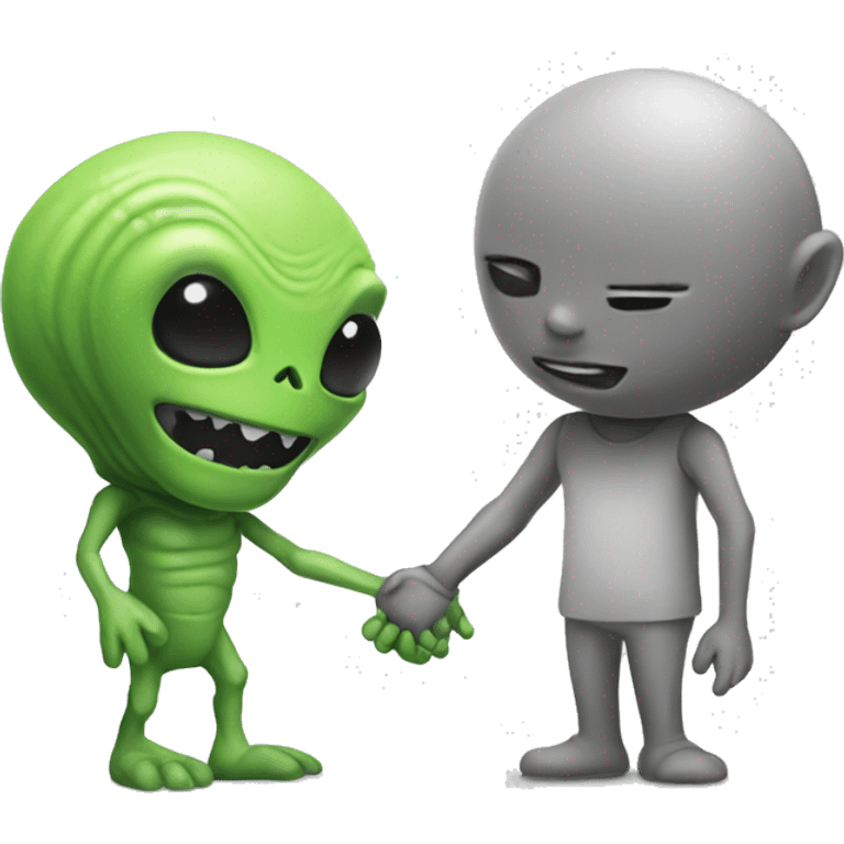 Alien and a human are shaking hands  emoji