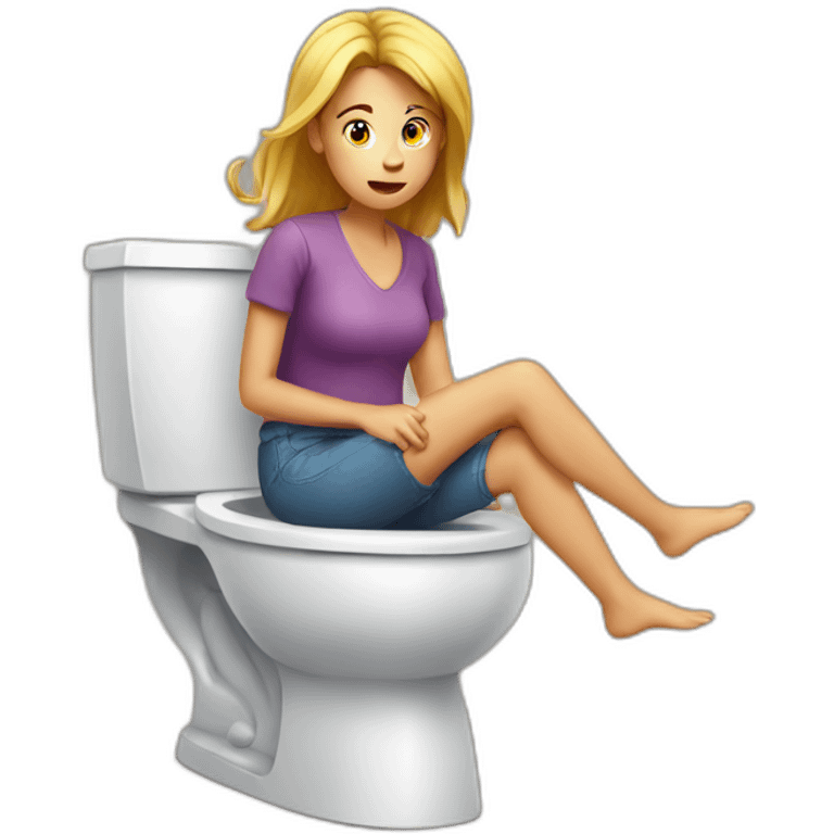 Female Sitting on toilet mad emoji