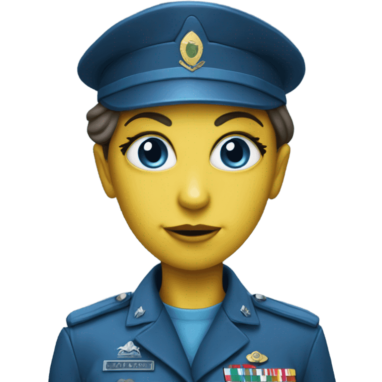 female blue alien, military emoji