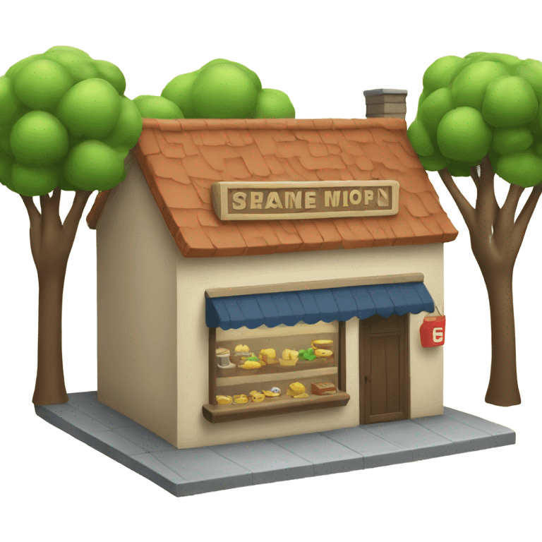 small shop with many trees emoji