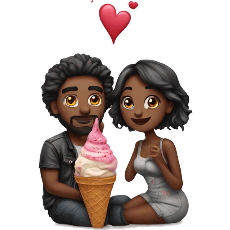 Romantic ice cream date for beautiful tattooed couple emoji