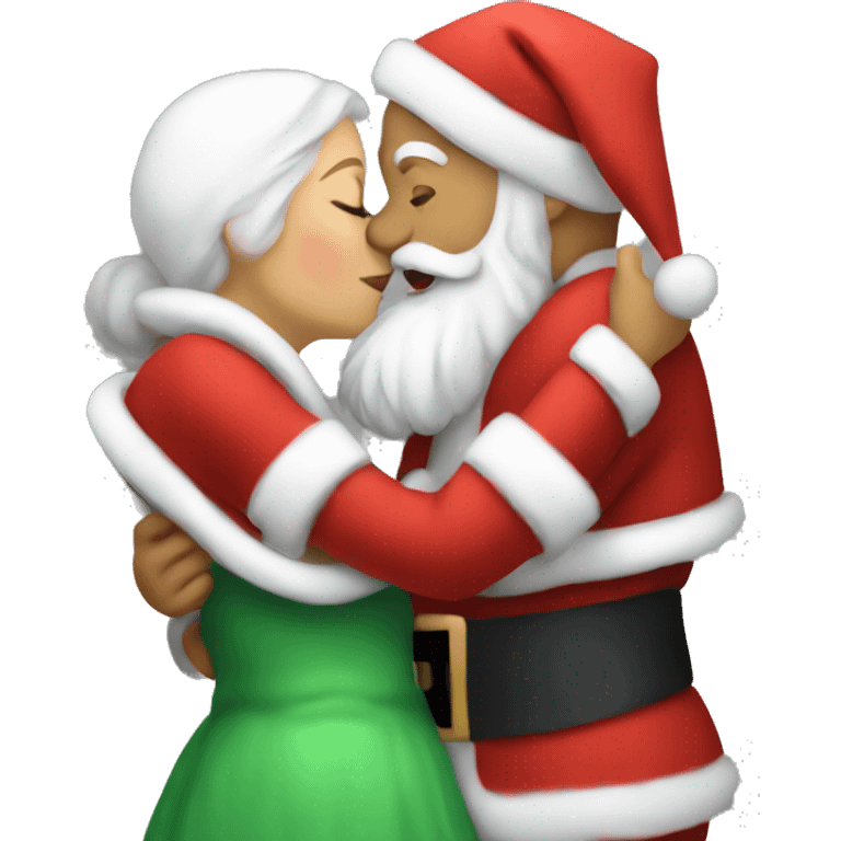 Santa kissing Mrs. claus emoji