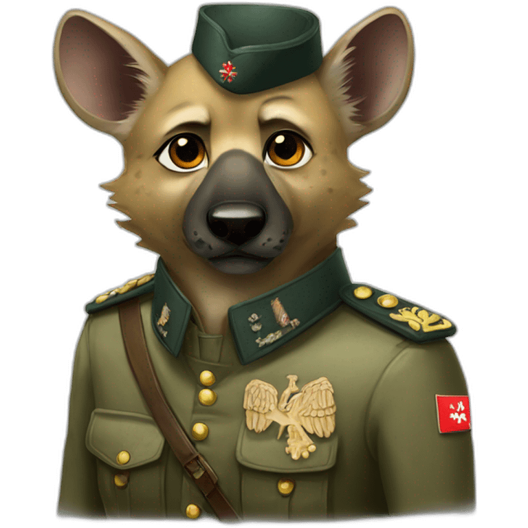 polish nationalist hyena wearing military uniform emoji