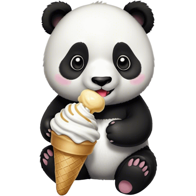 Panda eating ice cream emoji