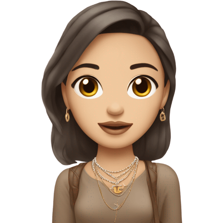 Brunnete Chanel Asian Girl with Birkin bag and Chanel necklace emoji