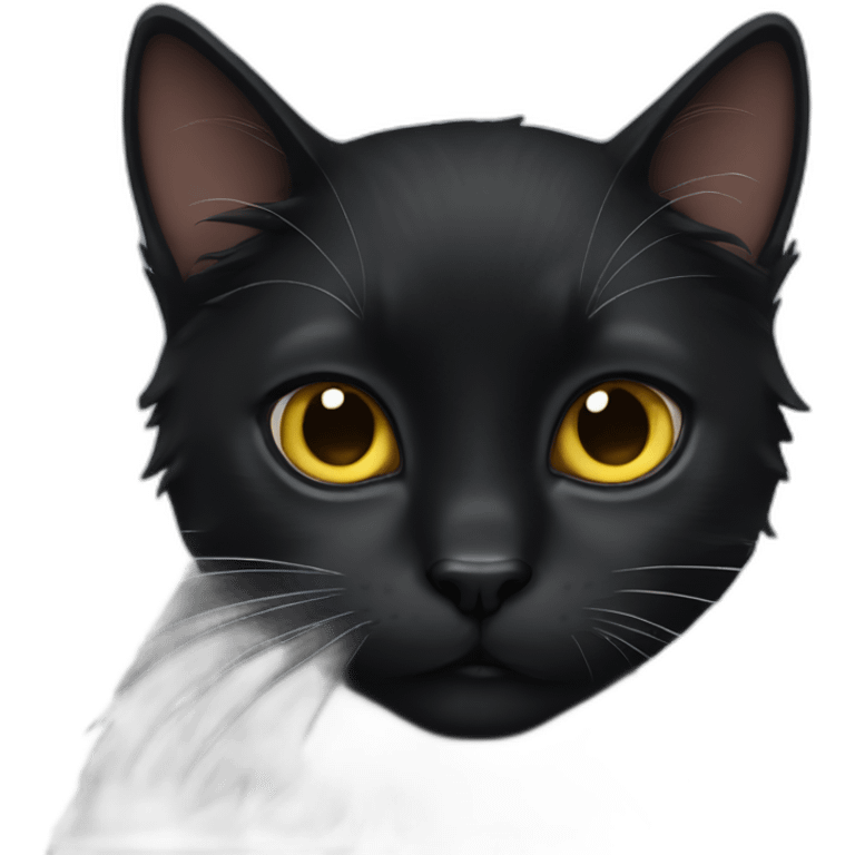 Black cat with hair tie emoji