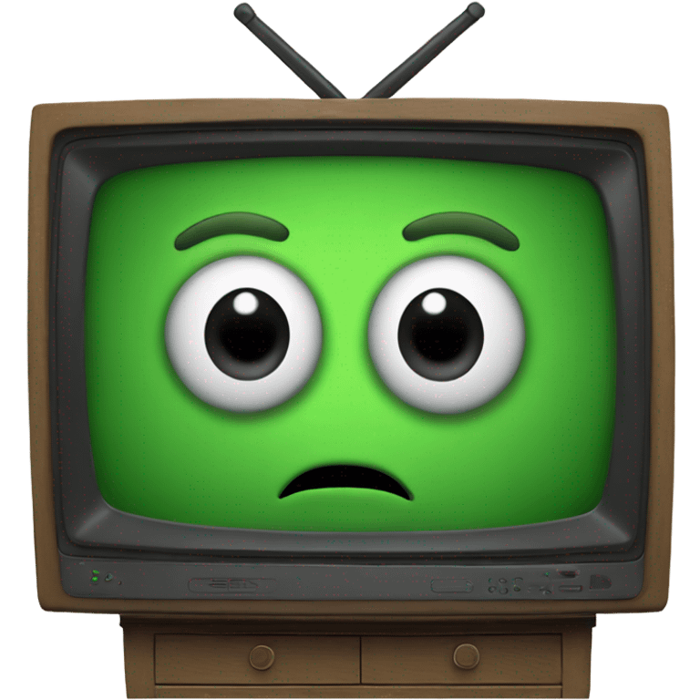 a TV with a green screen with eyes and a face, with legs, only legs, no arms emoji