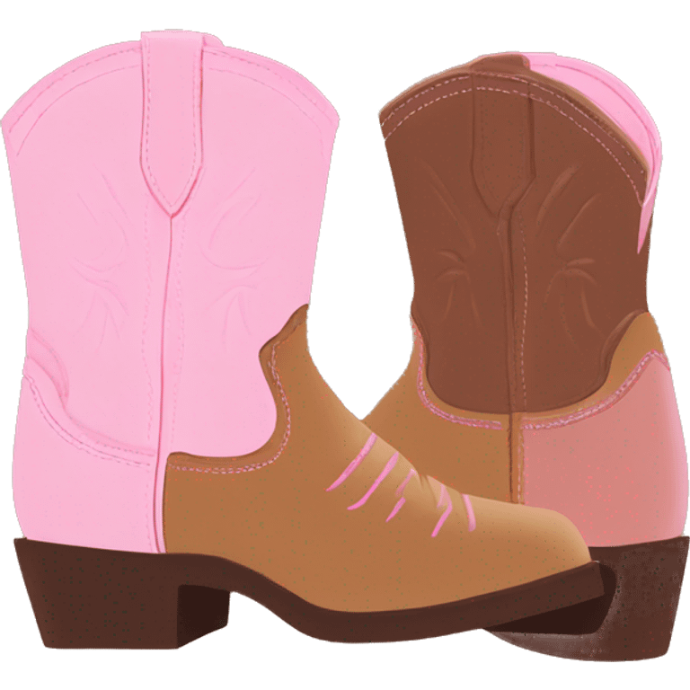 Brown and baby pink cowgirl boots square toe emoji