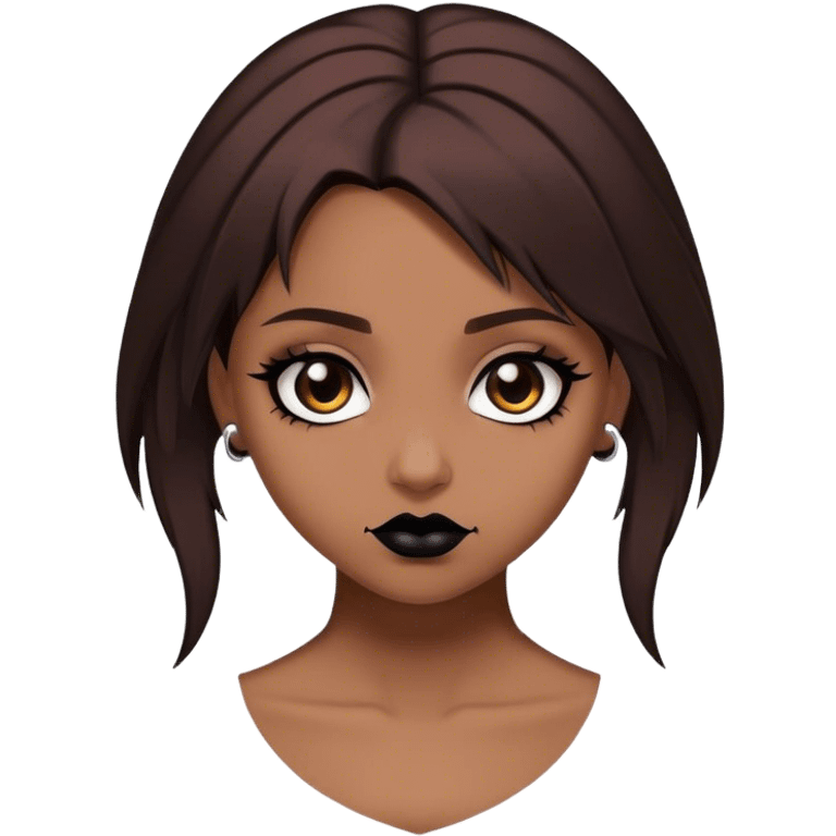 Brown girl brown hair goth emoji