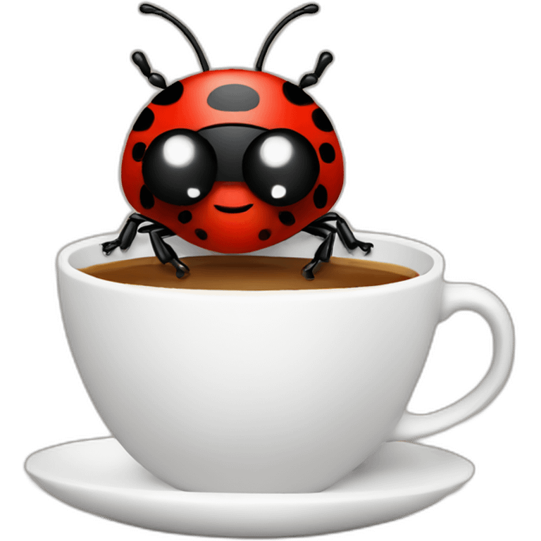 Ladybug holding coffee emoji