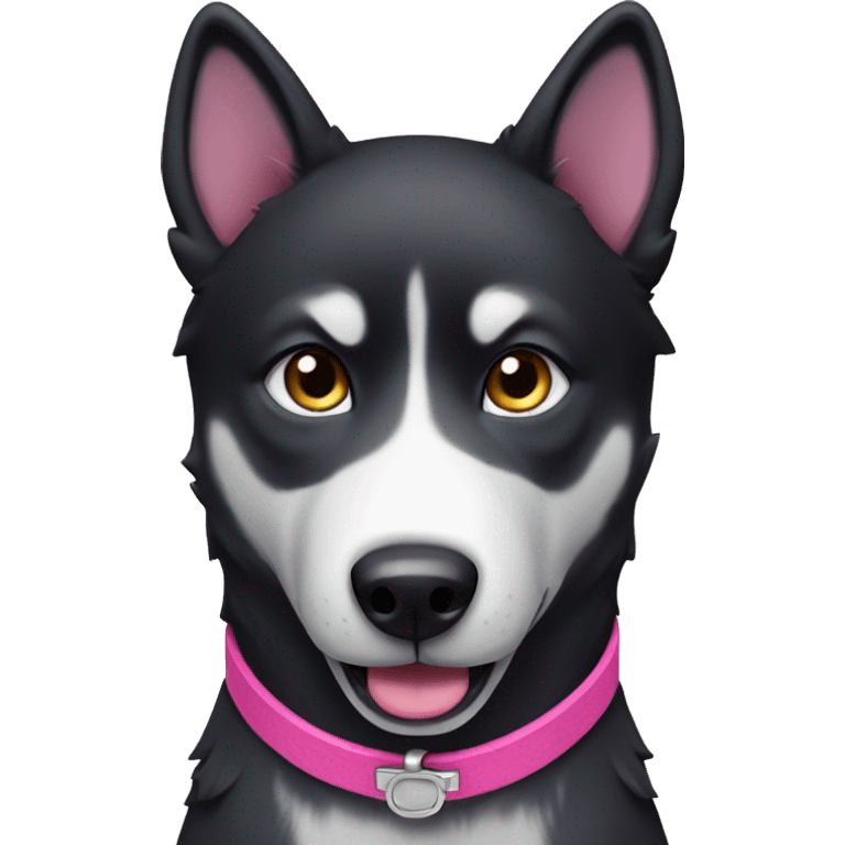 black husky with pink collar emoji