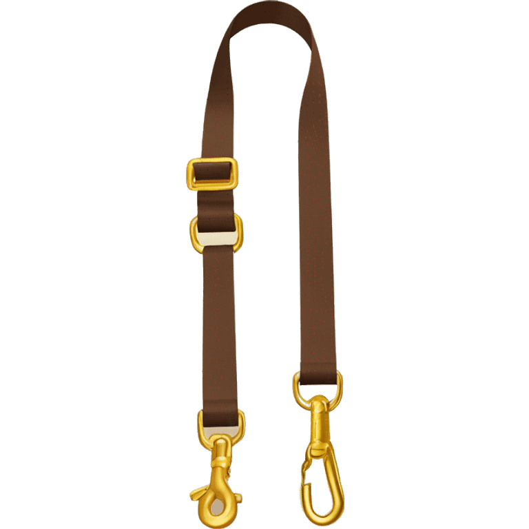 Brown dog leash with golden carabiner and loop emoji