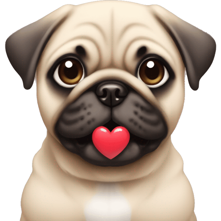 cute kawaii baby dog pug with heart emoji