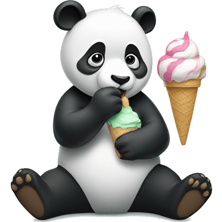 Panda eating ice cream emoji