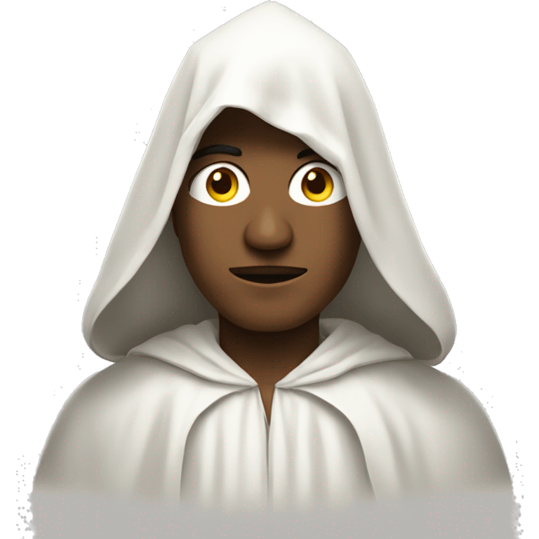 Man wearing white cloak with point on top emoji