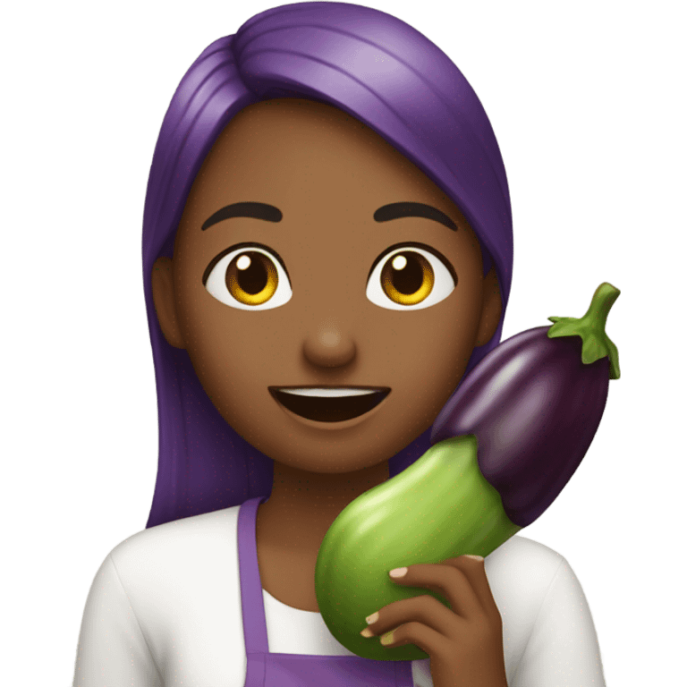 egg plant girl eating emoji