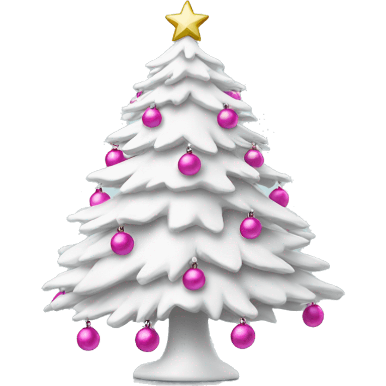 White Christmas tree with pink ornaments emoji