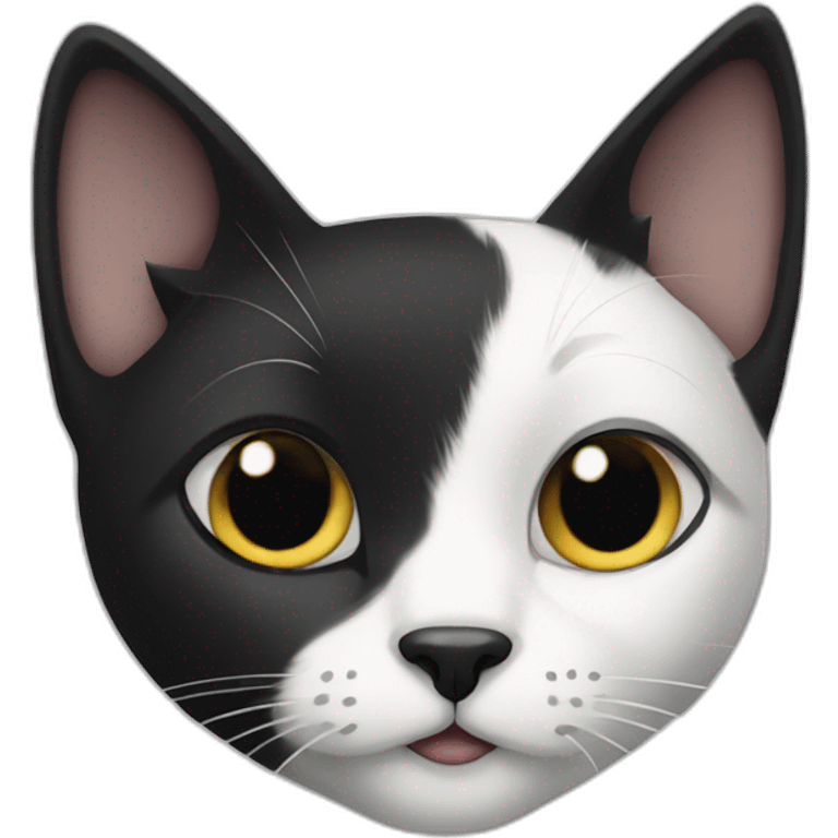 Black and white cat with black nose emoji