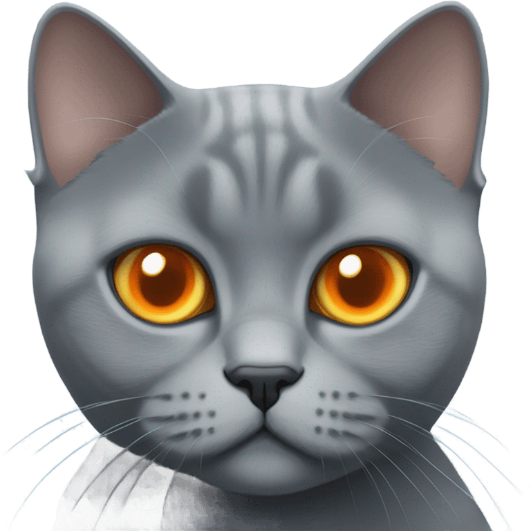 blue british shorthair cat with orange eyes emoji