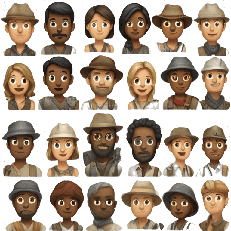 Diverse group of archaeologists using tols emoji