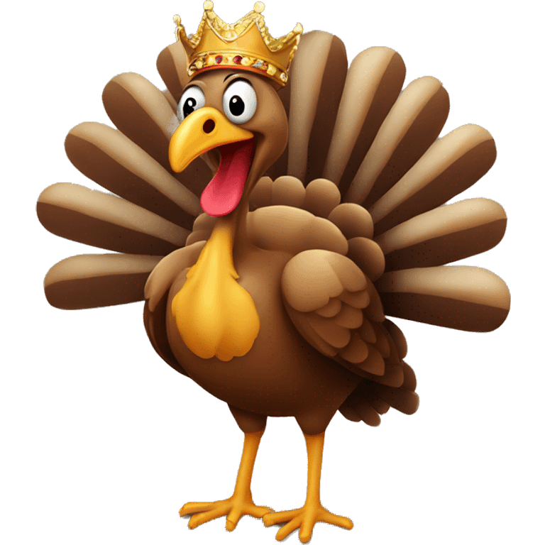 Turkey with its tongue out wearing a crown dancing emoji