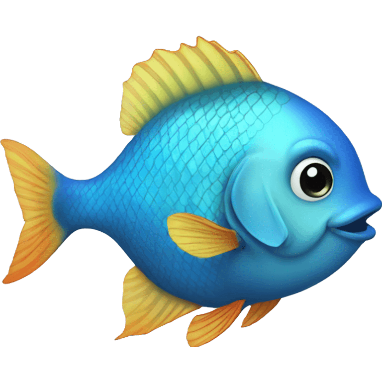 side view of a blue cute fish emoji