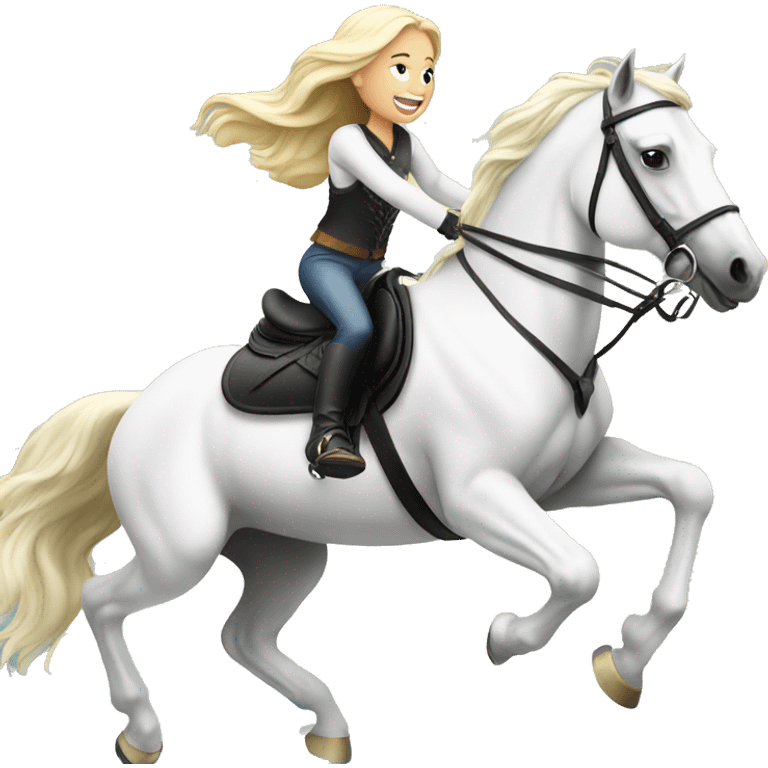 Blonde rider Jumping white horse emoji