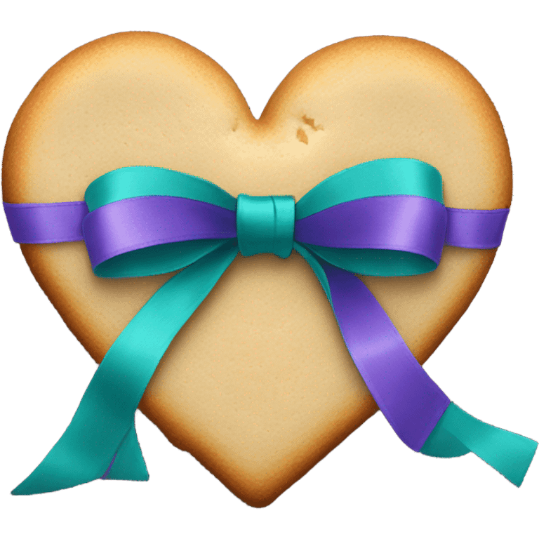 Cookie heart with teal purple support ribbon loop emoji