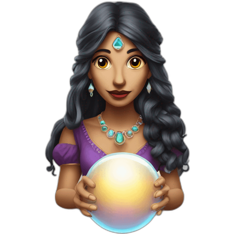 Gipsy Fortune teller with crystal ball looking into the camera emoji