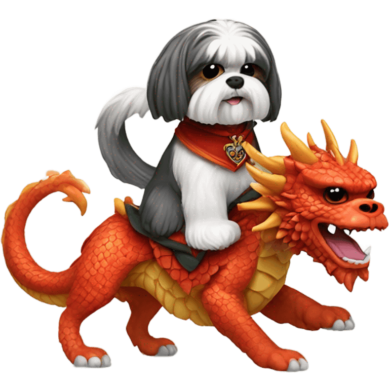 shih tzu riding a dragon  emoji