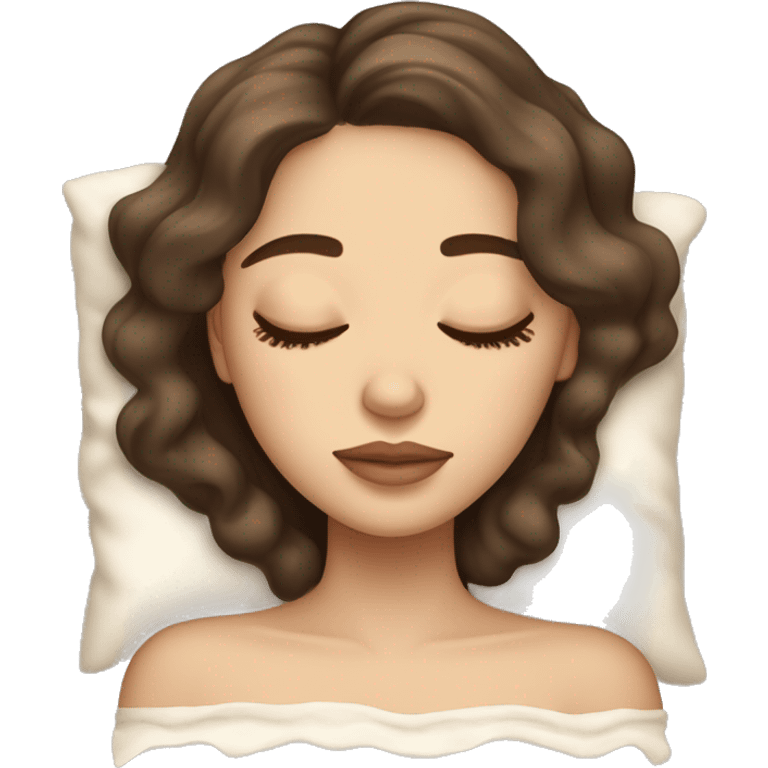 pretty light skinned brunette girl sleeping with cream under her closed eyes soft textures emoji