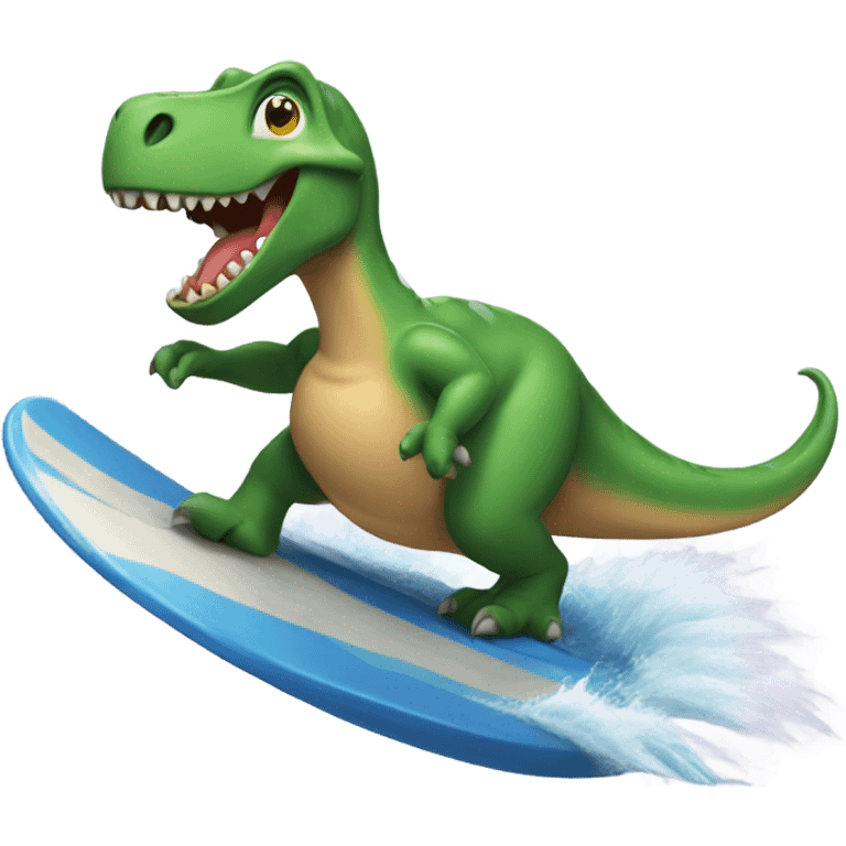 Dinosaur surfing emoji