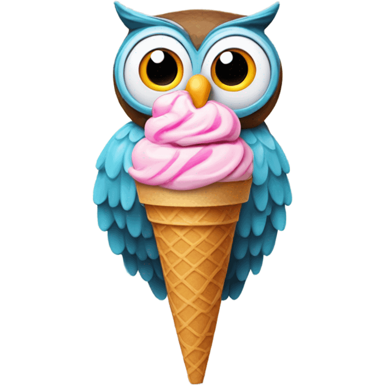 Owl eating ice cream emoji