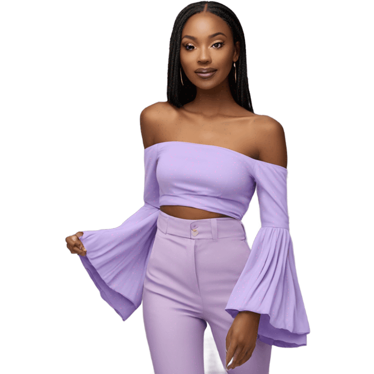 Lilac off shoulder Long sleeve top, isolated emoji