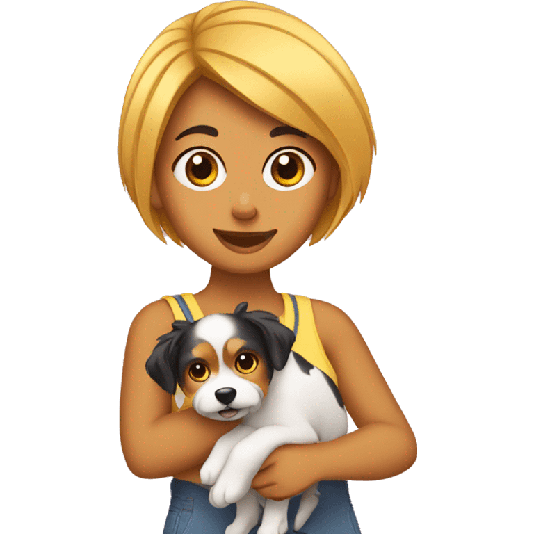 chica con un perro yorkshire emoji