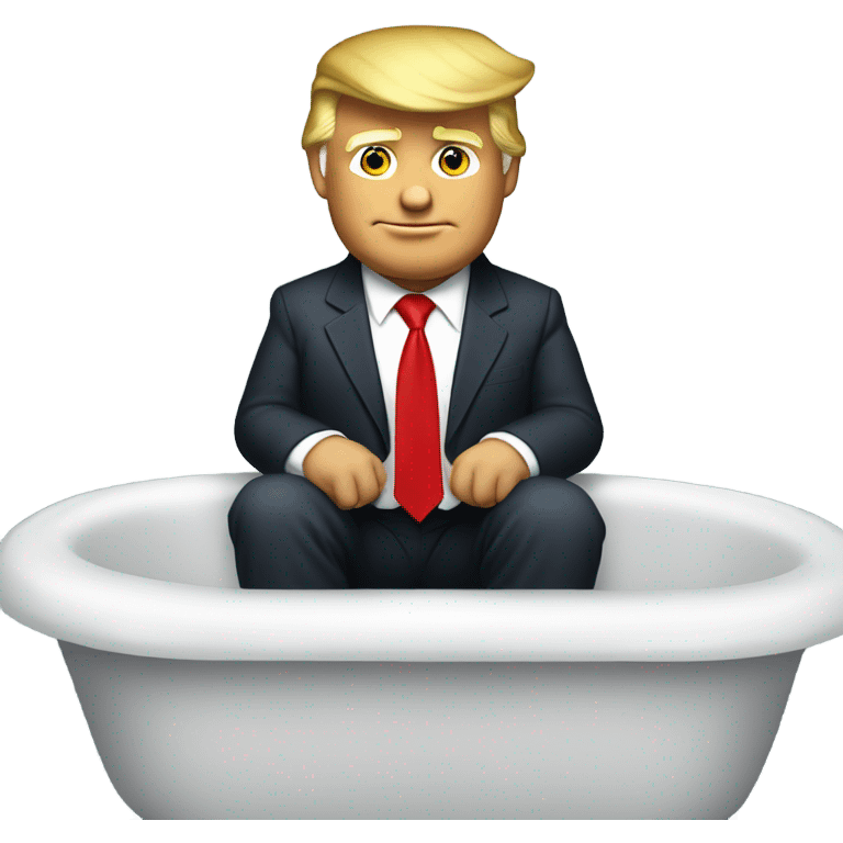 President Donald Trump wearing a suit and red tie in the bath tub emoji