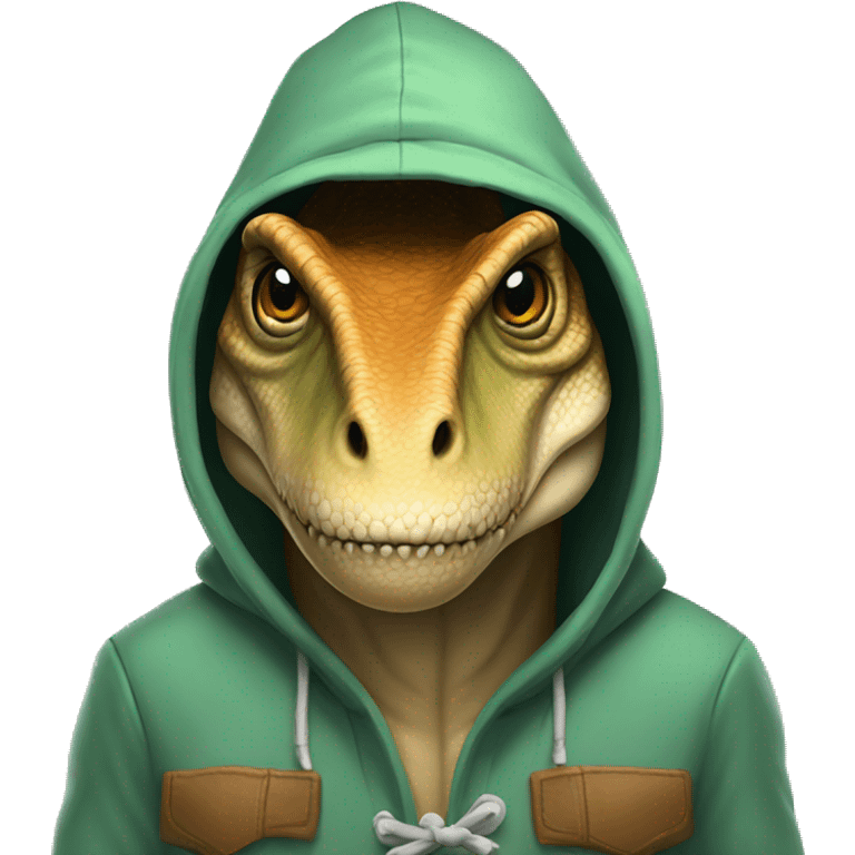 T-Rex in hoodie and hat emoji