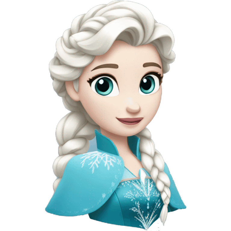 un pato con cuerpo azul, cabeza blanca y trenza con cabello blanco como Elsa de frozen emoji