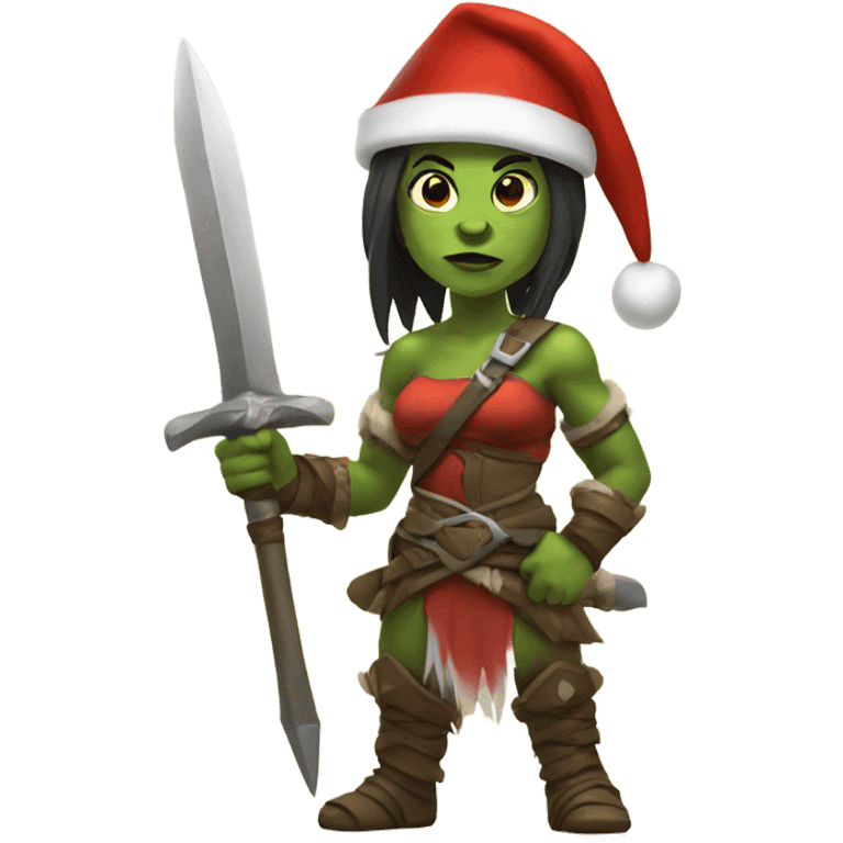 orc female warrior with santa hat emoji